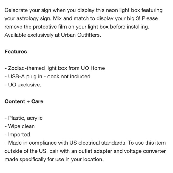 UO Leo Zodiac Iridescent Acrylic LED Neon Light Box Desktop Wall Decor - Picture 9 of 9